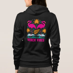 Strand-Vibes Rosa Flamingo-Design Hoodie