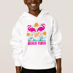 Strand-Vibes Rosa Flamingo-Design Hoodie
