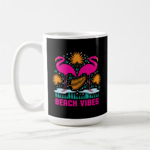 Strand-Vibes Rosa Flamingo-Design Kaffeetasse
