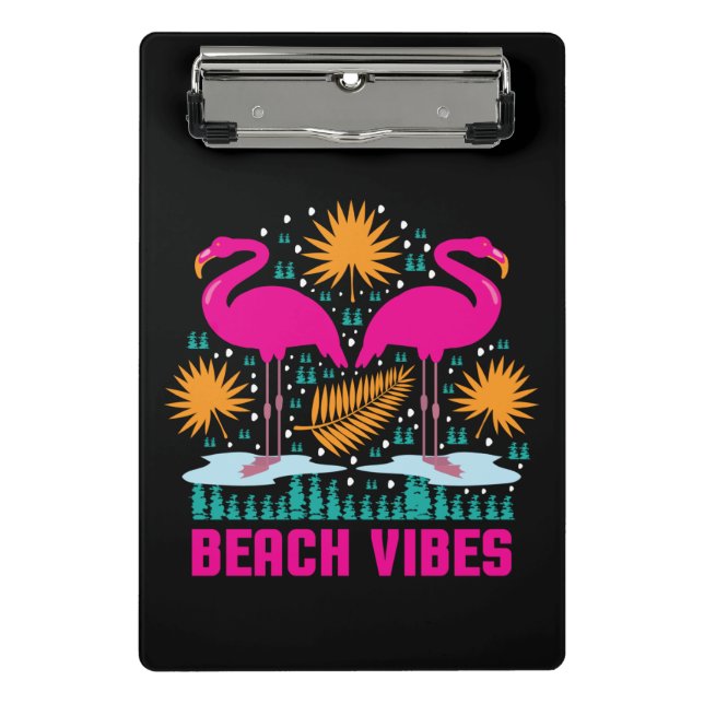 Strand-Vibes Rosa Flamingo-Design Mini Klemmbrett (Vorderseite)