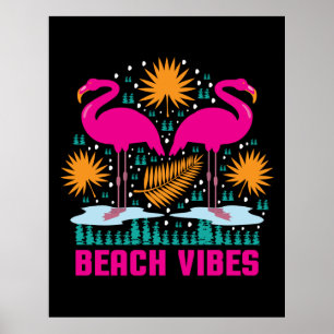 Strand-Vibes Rosa Flamingo-Design Poster