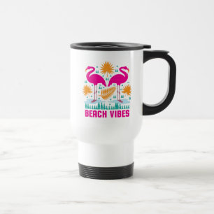 Strand-Vibes Rosa Flamingo-Design Reisebecher