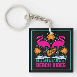 Strand-Vibes Rosa Flamingo-Design Schlüsselanhänger