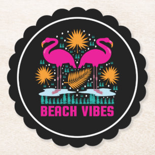 Strand-Vibes Rosa Flamingo-Design Untersetzer