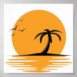 Strand-Vibes Sommer Retro-Sonnenuntergang Urlaub Poster