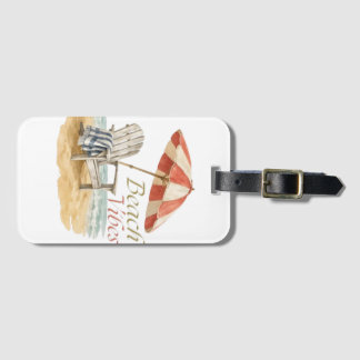 Strand-Vibes-Wasserfarben-Strandstuhl-Sommer-T-Shi Gepäckanhänger