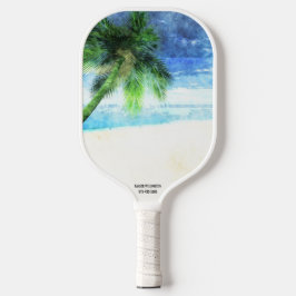 Strand Vibes Wasserfarbpalme Tree Sand Custom Text Pickleball Schläger