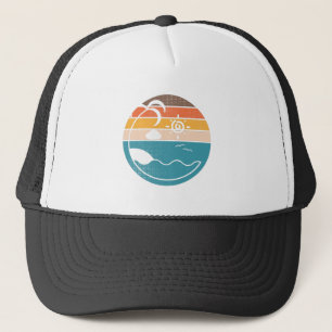 Strand Vintage Sonnenuntergang Halftone Sommer Truckerkappe