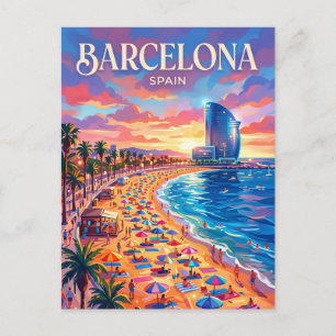 Strand von Barceloneta Spanien Postkarte