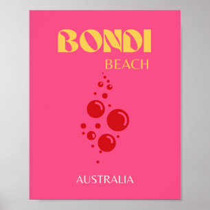 Strand von Bondi, rosa Poster