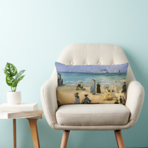 Strand von Boulogne von Edouard Manet, Vintage Art Lendenkissen