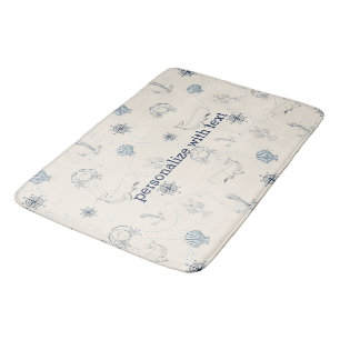Strand von Cream Navy Blue Anchor Muscheln Badematte