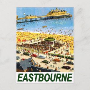 Strand von Eastbourne, Luftansicht, Vintage-Reise Postkarte