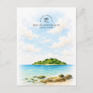 Strand von Jeju Island – Koreanisch   Wasserfarben Feiertagspostkarte