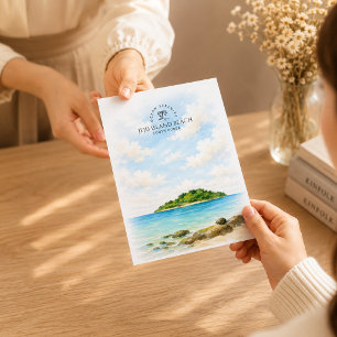 Strand von Jeju Island – Koreanisch Wasserfarben Feiertagspostkarte