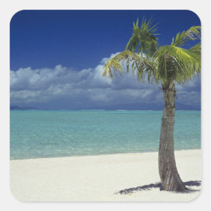Strand von Matira auf der Insel Bora Bora, 2 Quadratischer Aufkleber
