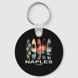 Strand von Neapel Florida Surfboard Surfen Retro _ Schlüsselanhänger