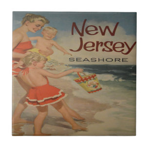 Strand von New Jersey im Vintage-Stil, Urlaub Fliese