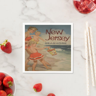 Strand von New Jersey Vintage-Touristen-Urlaubspos Serviette