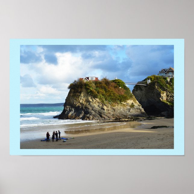 Strand von Newquay in Cornwall Poster (Vorne)