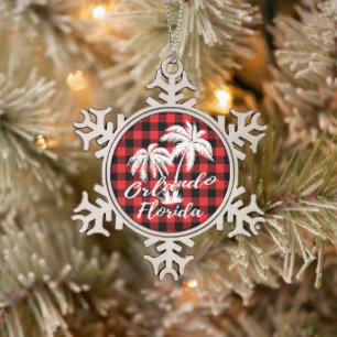 Strand von Orlando Florida Palm Trees Schneeflocken Zinn-Ornament