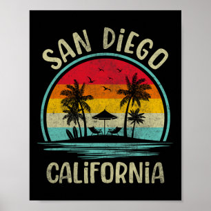 Strand von San Diego Kalifornien Palme Familie Som Poster