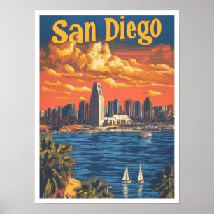 Strand von San Diego Kalifornien USA Kunst Vintage Poster