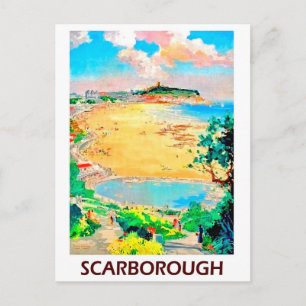 Strand von Scarborough, Landschaft, Vintage-Reise Postkarte