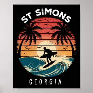 Strand von St Simons Georgia Surfboard Wellen Stra Poster