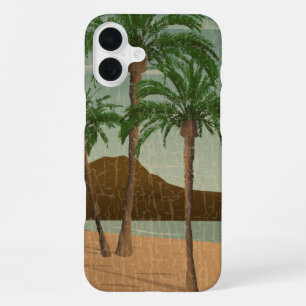 Strand von Waikiki Vintage-Postkarte mit distresse iPhone 16 Plus Hülle