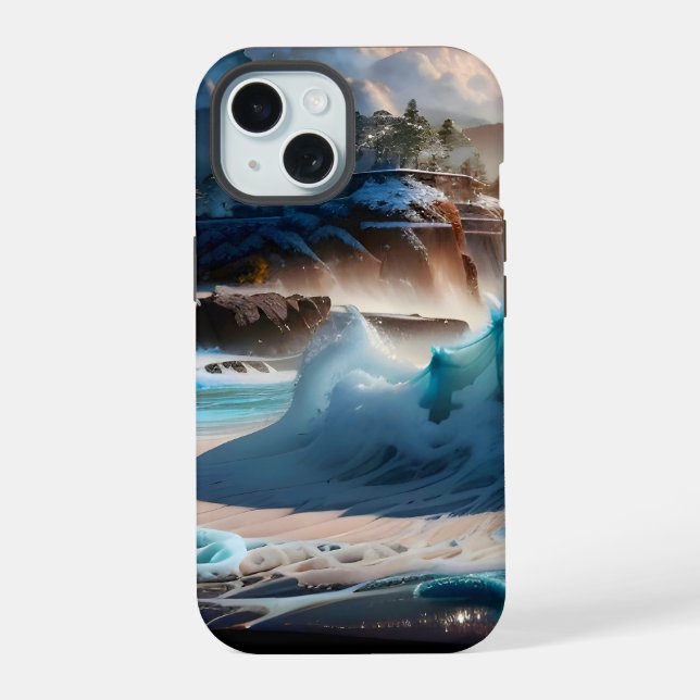 Strand Vordere Ozeanwellen Landschaft 1 iPhone 15 Hülle (Rückseite)