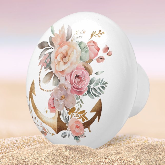 Strand Wasserfarbe der Ankerküste Keramikknauf (Von Creator hochgeladen)