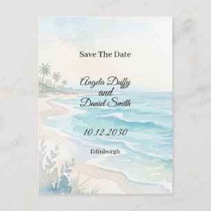 Strand Wasserfarbe Save the Date Postkarte
