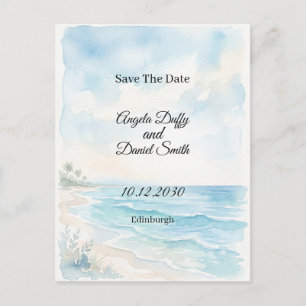 Strand Wasserfarbe Save the Date Postkarte