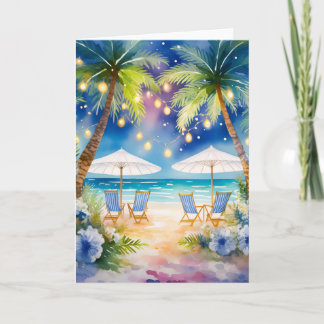 Strand Wasserfarbe Sommergrußkarte Karte