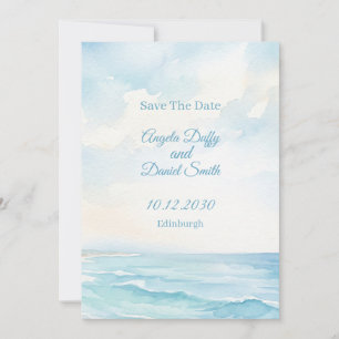 Strand-Wasserfarben-Karte zur Vorabanzeige der Hoc Save The Date