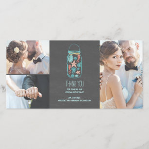 Strand-Weckglas-Küstenhochzeit danken Ihnen Dankeskarte