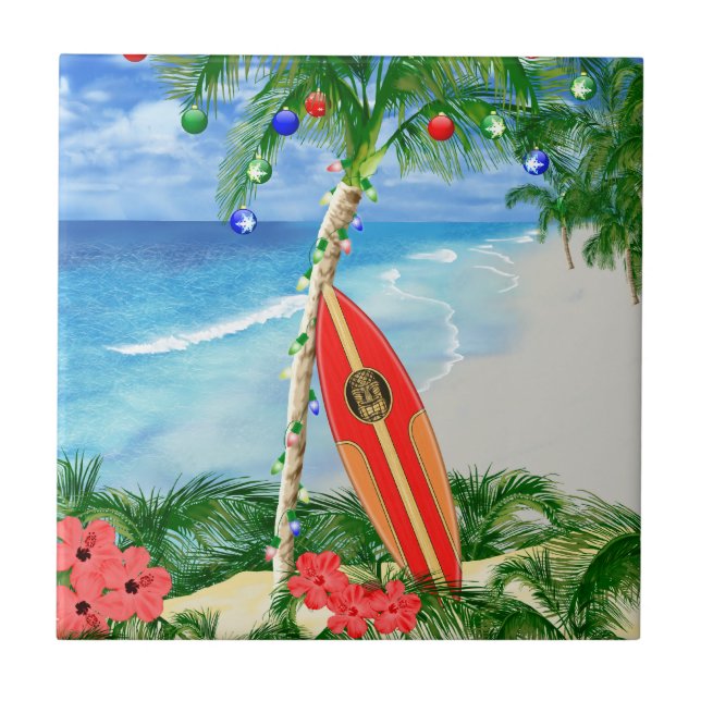 Strand-Weihnachten Fliese (Vorderseite)