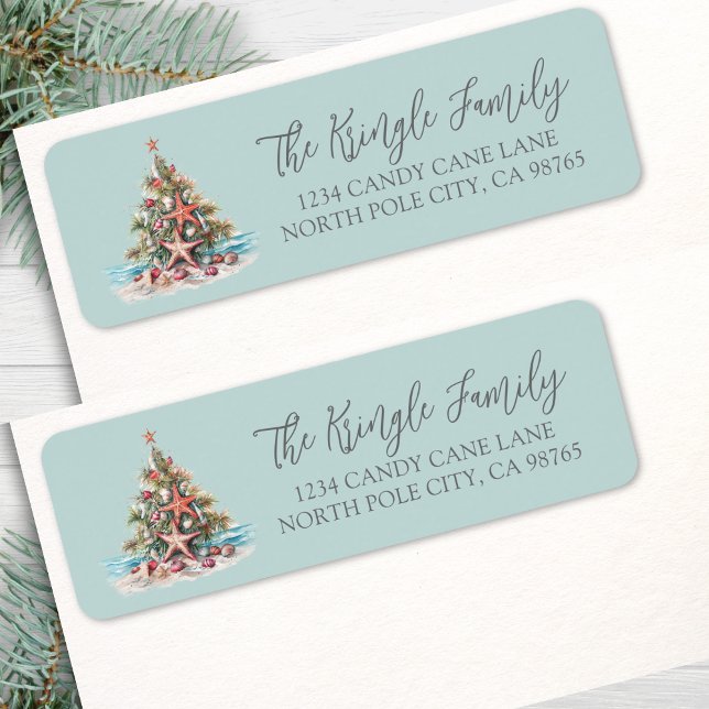 Strand-Weihnachten-Rücksendeadresse (Beach Christmas Return Address label)
