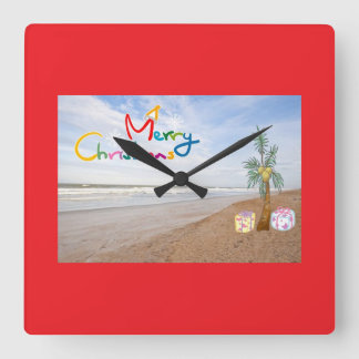 STRAND WEIHNACHTEN WEIHNACHTEN-UHR QUADRATISCHE WANDUHR