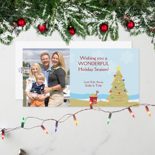 Strand-Weihnachtsbaum-Sandburg-Urlaub Feiertagskarte