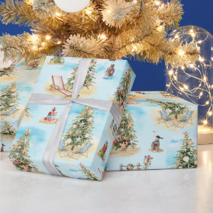 Strand-Weihnachtsbäume Geschenkpapier
