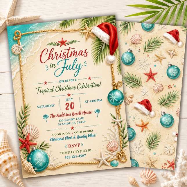 Strand-Weihnachtsfeier im Juli Einladung (Von Creator hochgeladen)