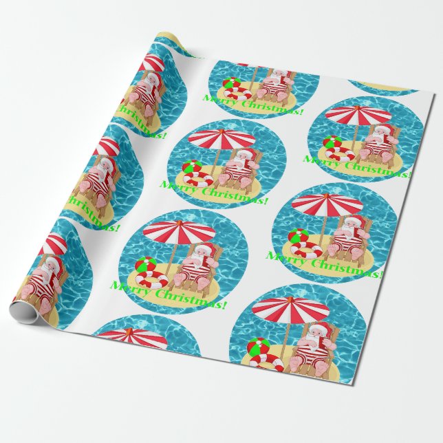 Strand-Weihnachtsmann Geschenkpapier (Ungerollt)