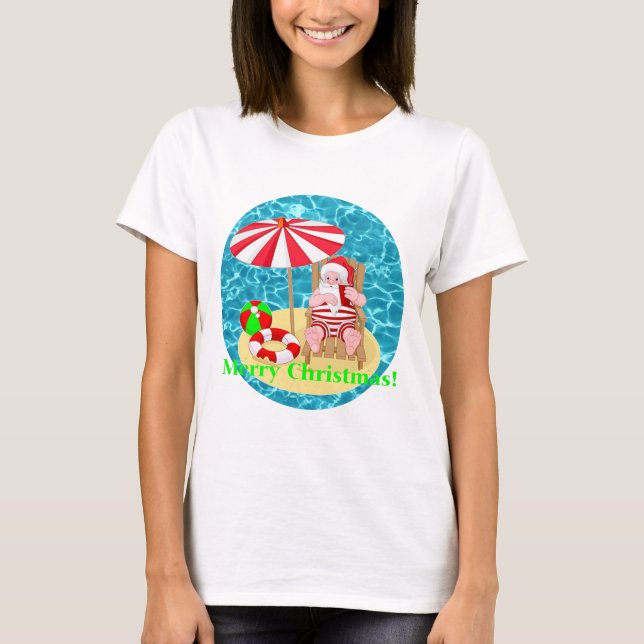 Strand-Weihnachtsmann T-Shirt (Vorderseite)