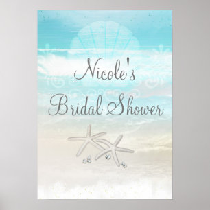 Strand Weißer Seestern Elegantes Party-Banner-Post Poster