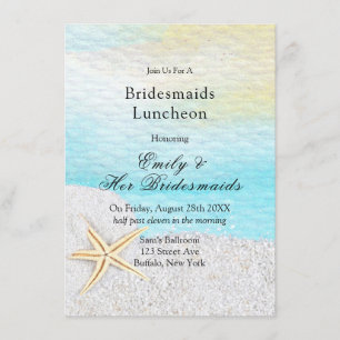 Strand White Sand Bridesmais Luncheon Einladung