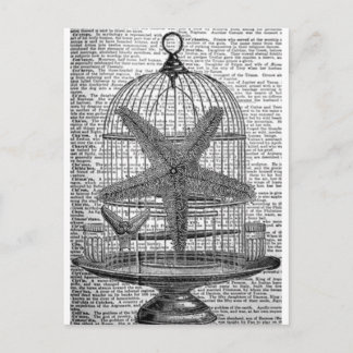 Strand Wörterbuch Druck Steampunk Vogelkäfig Seest Postkarte