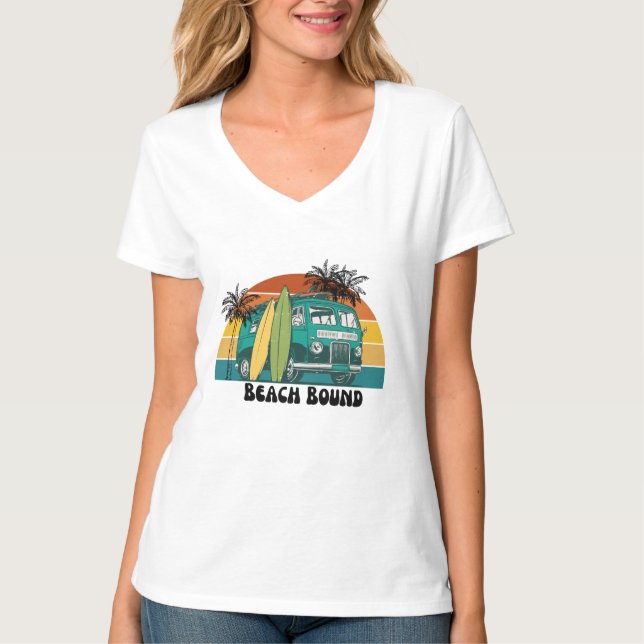 Strandabdeckung, Retro-Surfbrett T-Shirt (Vorderseite)