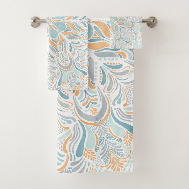 Strandabschnitt Wasserfarbe Mandala Badhandtuch Set (Insitu)